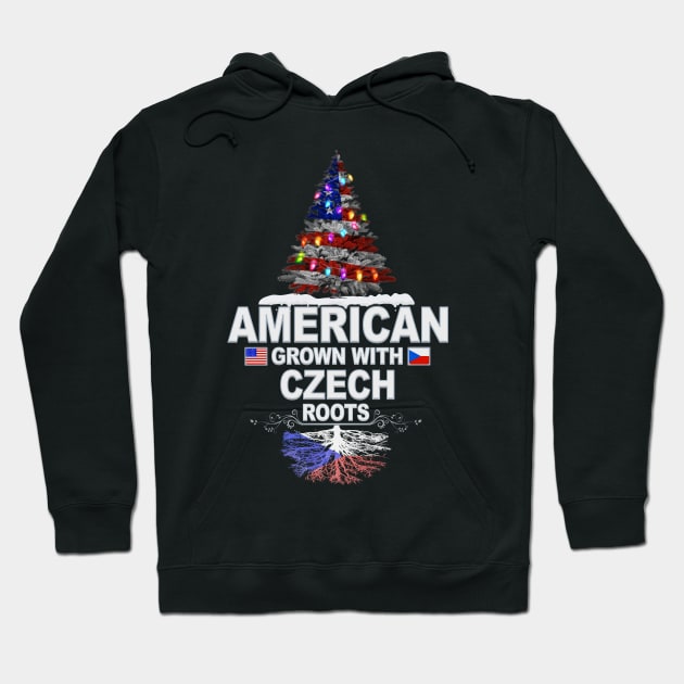 Christmas Tree  American Grown With Czech Roots - Gift for Czech From Czech Republic Hoodie by Country Flags